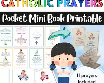 Digital Download Catholic Prayers Pocket Mini Book Activity Cut and Paste No Prep Printable Activity Prayer Card