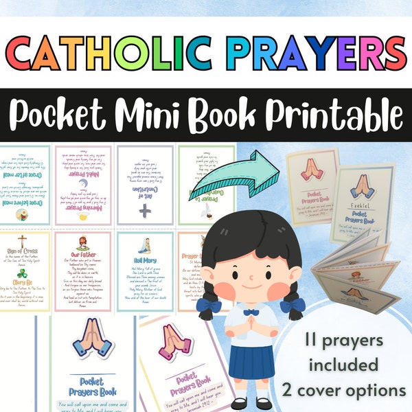 Digital Download Catholic Prayers Pocket Mini Book Activity Cut and Paste No Prep Printable Activity Prayer Card