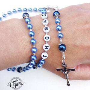Personalised Pearl Catholic Rosary, Prayer Beads, Baptism, Christening, Confirmation