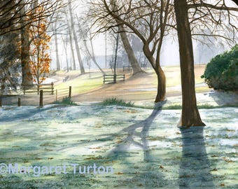 Early Morning Frost print, mounted and signed by artist