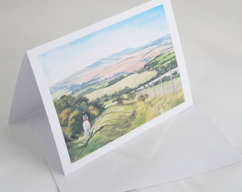 Downhill Trek on South Downs Greetings Card