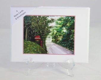 Pack of 6 Old Red Phone Box Note Cards