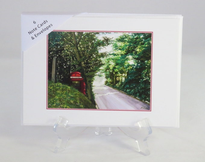 Featured listing image: Pack of 6 Old Red Phone Box Note Cards