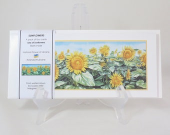 Sunflowers Blank Cards, Set of 4