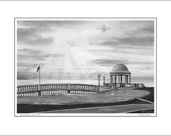 Bexhill-On-Sea Print, Sussex Coast, Black and white print (A3 Size)