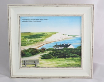 Coastguard Cottages Shabby Chic Framed Print