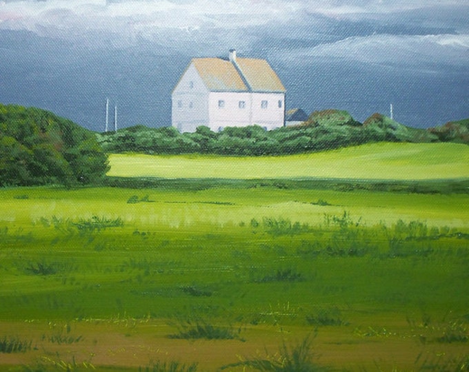 Featured listing image: Storm Over Pink House, acrylic painting on canvas
