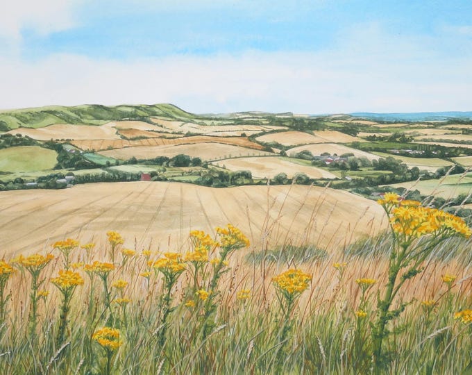 Featured listing image: Summer Fields and Wild Flowers, watercolour painting