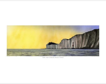 Belle Toute and Beachy Head at Sunset, signed print