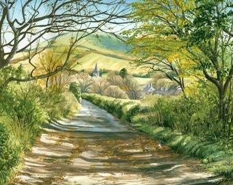 Path to Alfriston Print, mounted and signed by artist