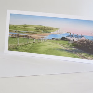 Carte de vœux Cottages des garde-côtes et Seven Sisters
