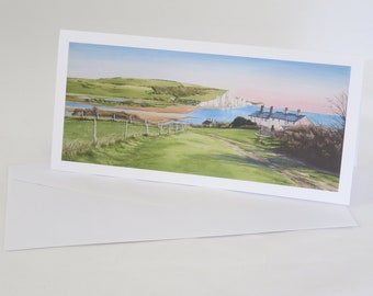 Coastguard Cottages and Seven Sisters Greetings Card