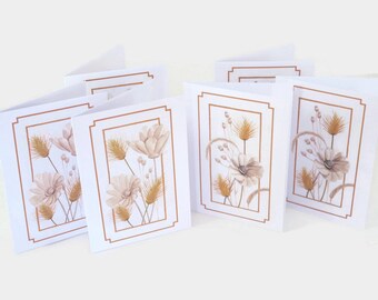 Pack of 6 Dried Flowers A6 Note Cards