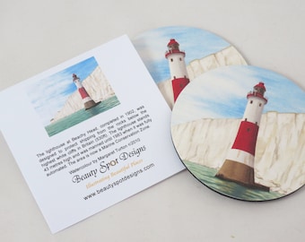 Pack of 2 Foam Coasters, Lighthouse or Coastguard Cottages