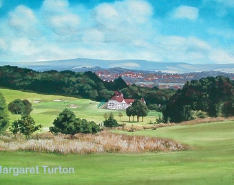 Willingdon Golf Course, Eastbourne, mounted and signed by artist