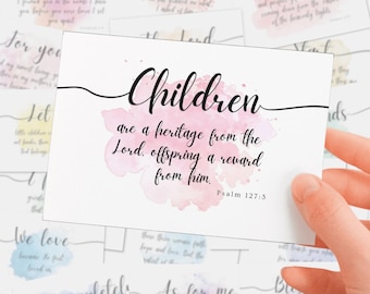 Aquarell Bibel Vers Karten: Neues Eltern Geschenk Set Babyparty (Instant Download)