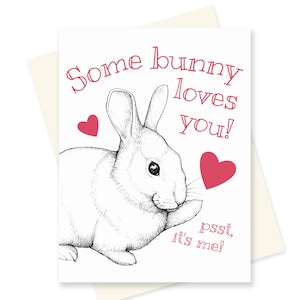 Qualche coniglietto ti ama! Coniglietto San Valentino. Rabbit Valentines Day Card. Cute Pun Card. Per il fidanzato. Romance Love Card. Animal Anniversary Card.