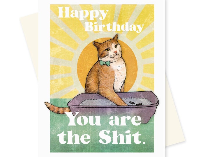 Tarjeta de cumpleaños divertida para un gato. ¡Feliz cumpleaños, eres increíble! Tarjeta de cumpleaños para tu novio/novia gatuno/a. Amantes de los gatos, mamás y papás gatunos. Gato naranja.