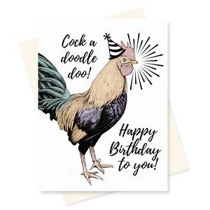 Carte de cardinal coq coq anniversaire carte pour un ami. Joyeux Anniversaire. Fille de ferme. Pour lui. Pour elle. Anniversaire de mari. Anniversaire de la femme. Blanc.