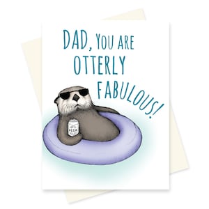 Lustige Väter Tageskarte. süße Otter Karte. Glücklich Vatertag. Für Papa. Fabelhafte Otter Grußkarte. Nerdy Tier Karte. süßes Geschenk für Papa.