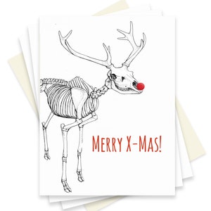 オタクなクリスマス カード セット。メリー クリスマス。トナカイの解剖学カード パック。オタクなホリデー カード。科学的なクリスマス。ルドルフの赤鼻のトナカイ。しゃれ。