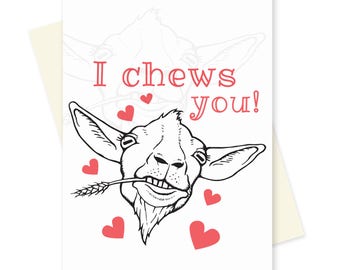 Goat Valentine Card. Funny Valentines Day Card. Geeky Boyfriend Card / Girlfriend Card. Unique Anniversary Card. Cute Farm Animal Card.