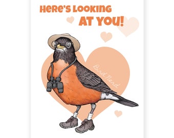 Bird Nerd Printable Valentine. Bird Lover Card Birding Image Downloadable. Funny Bird Watcher Robin. Birder Digital Download.