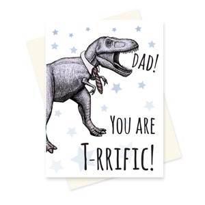 Divertente Biglietto da Giorno Dei Padri. Trex Dinosaur Card. Felice Festa del Papà. Per papà. Tyrannosaurus Rex Biglietto d'auguri. Nerdy T Rex Card.