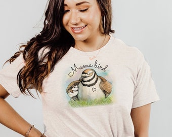 Mama Bird Triblend T Shirt. Birding Apparel Woman's Tee Cute New Mom & Baby T-Shirt Sweet Birding Shirt Mother's Bird Watcher / Birder Gift