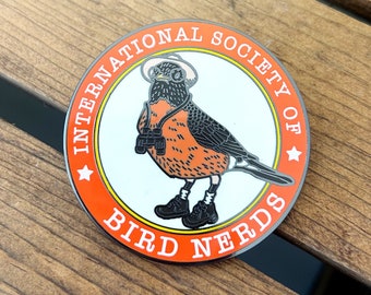 Bird Nerd Enamel Pin. Birding Enamel Brooch. Bird Lover Gift. Funny Bird Watcher Gift. Robin Lapel Pin. Hard Enamel. Birder Flair Gift.