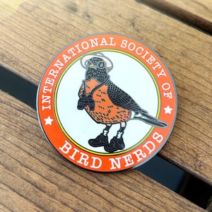 Bird Nerd Enamel Pin. Birding Enamel Brooch. Bird Lover Gift. Funny Bird Watcher Gift. Robin Lapel Pin. Hard Enamel. Birder Flair Gift.