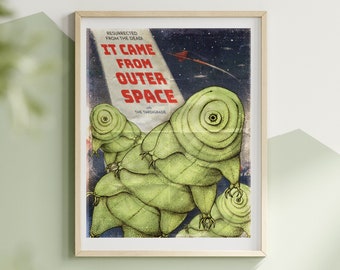 Tardigrade Sci-Fi Vintage Movie Poster Art Print. Microbiology Biology Artwork. Science Teacher Scientist Gift. Classroom Art. Nerdy Decor.