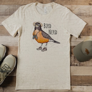 Unisex Bird Nerd Triblend T Shirt. Birding Apparel. Men's / Woman's Tee. Funny T-Shirt. Geeky Birding Shirt. Bird Watcher / Birder Gift. image 1