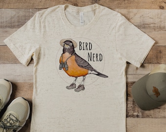 Unisex "Bird Nerd" Triblend T Shirt. Birding Apparel. Men's / Woman's Tee. Funny T-Shirt. Geeky Birding Shirt. Bird Watcher / Birder Gift.