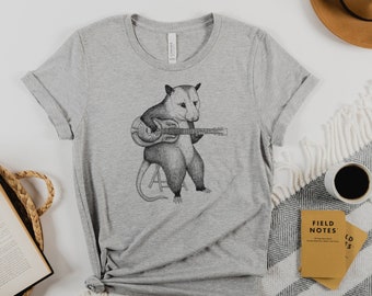 Unisex Bluegrass Opossum Triblend T Shirt. Music Apparel. Men's / Woman's Tee. Cute Funny Animal T-Shirt. Guitar Dobro  Shirt. Possum Gift.