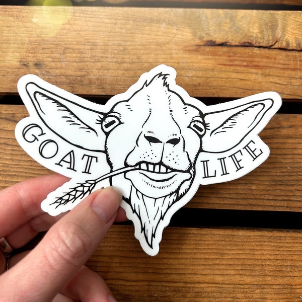 Funny Goat Life Vinyl Bumper Sticker. Waterproof Water Bottle Laptop Decal. Farm Girl Illustrated Animal Sticker. Cute Country Goat Gift.
