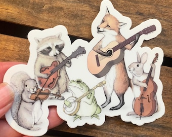 Bluegrass Vinyl Sticker Animal Band Bumper Sticker - Waterproof Water Bottle Sticker - Funny Bluegrass Gift Die Cut Hipster Bluegrass Decal