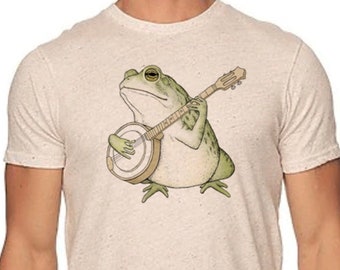 Unisex Bluegrass Toad Triblend T Shirt. Banjo Apparel. Men's / Woman's Tee. Funny T-Shirt. Geeky Frog Shirt. Musical Festival Gift.