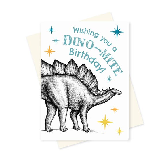Dinosaure Anniversaire Stegosaurus Carte Joyeux Anniversaire Etsy