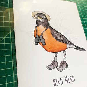 Bird Nerd Art Print. Birding Artwork. Birdwatcher Gift. Birder Print. Songbird Illustration. Bird Lover Gift. Funny Bird Watching. Robin. image 5