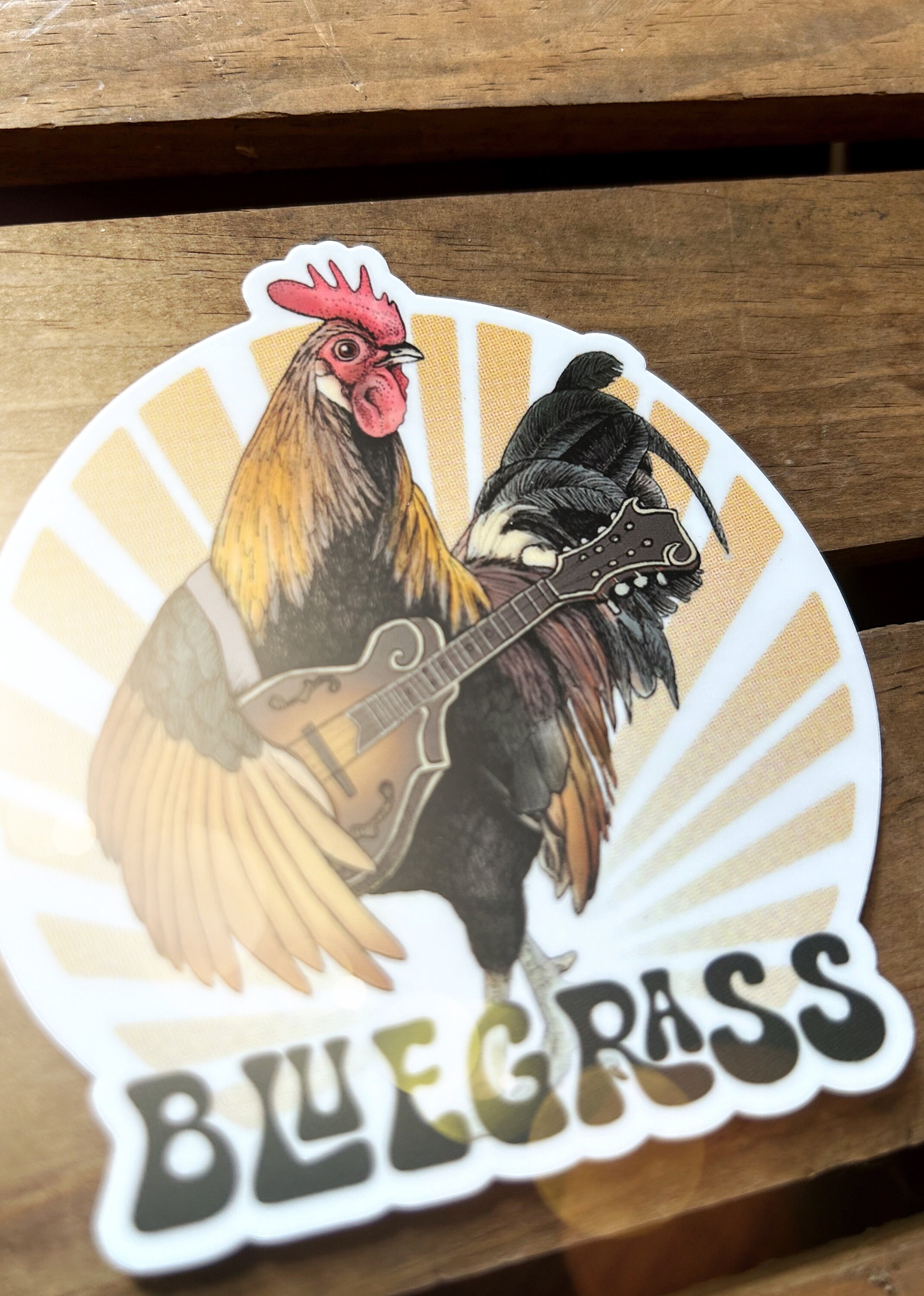 Bluegrass Rooster Vinyl Sticker. Funny Festival Music Bumper Sticker ...