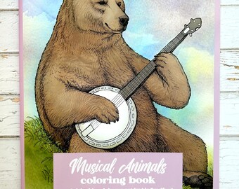 Musical Animals Coloring Book. For Adults and Kids - Original Art.