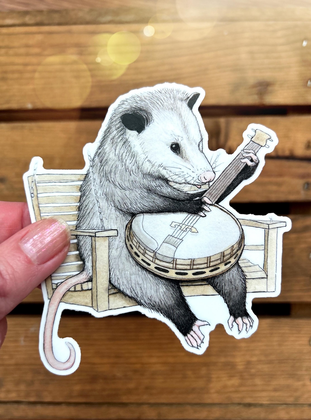 Bluegrass Banjo Porch Possum Sticker. Funny Vinyl Waterproof Bumper ...