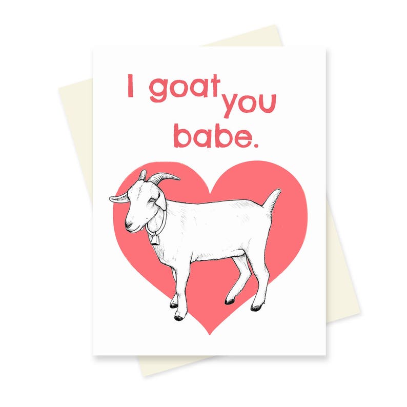 Goat Valentine. Goat Card. Cute Valentine. Funny Pun Love - Etsy