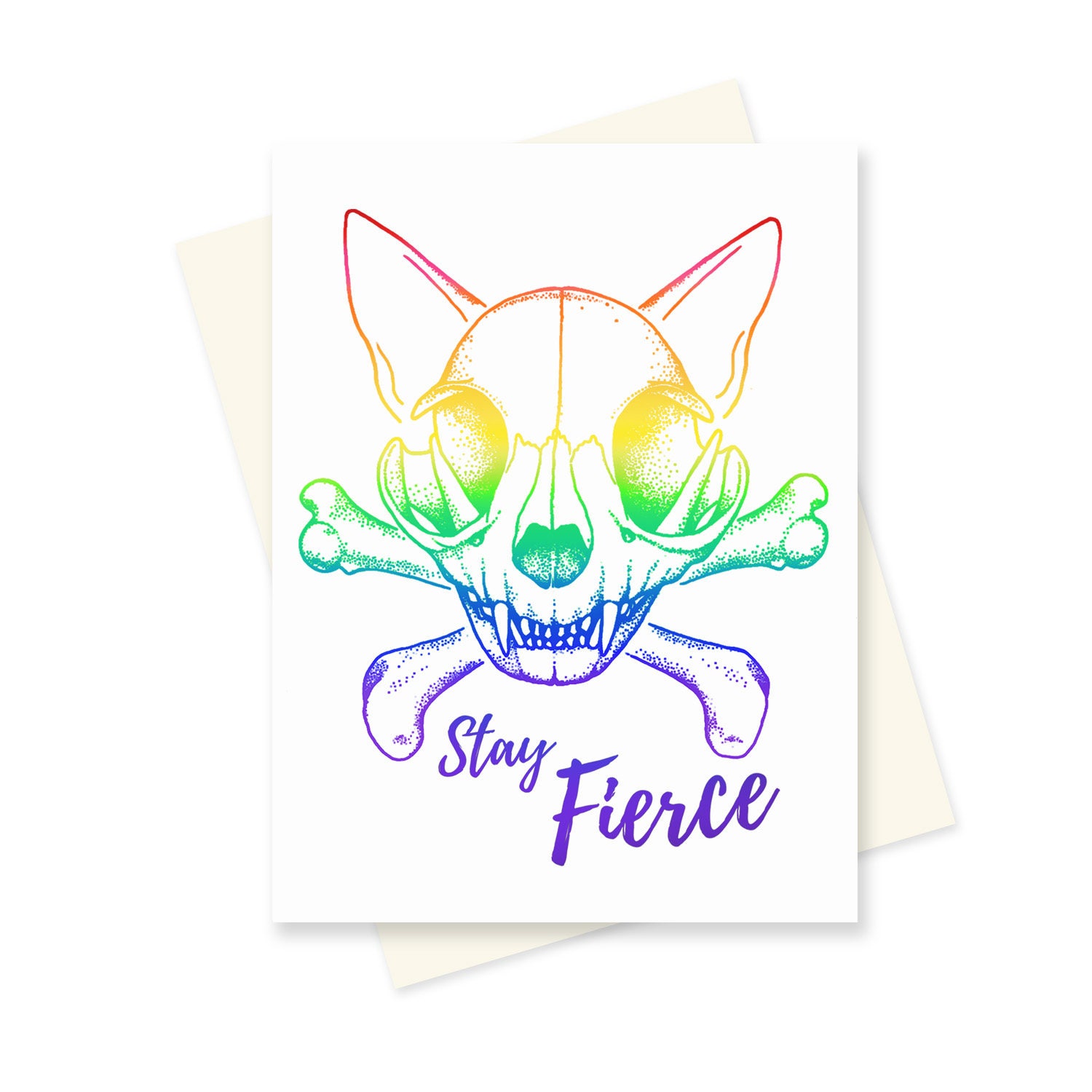 Stay Fierce Card. Rainbow Cat Skull. LGBT Pride Card. Gay Greeting Card ...