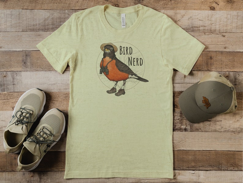 Unisex Bird Nerd Triblend T Shirt. Birding Apparel. Men's / Woman's Tee. Funny T-Shirt. Geeky Birding Shirt. Bird Watcher / Birder Gift. image 2