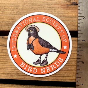 Bird Nerd Vinyl Sticker. Birding Bumper Sticker. Bird Lover Water Bottle Sticker. Funny Bird Watcher Gift. Hipster Laptop Sticker. Robin. image 4