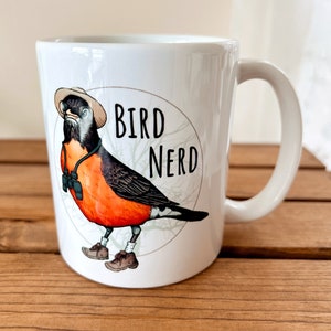 Bird Nerd Mug. Birding Beverage Cup. Bird Lover. Funny Bird Watcher Gift. Cute Illustrated Robin Mug. Birder Gift. image 4