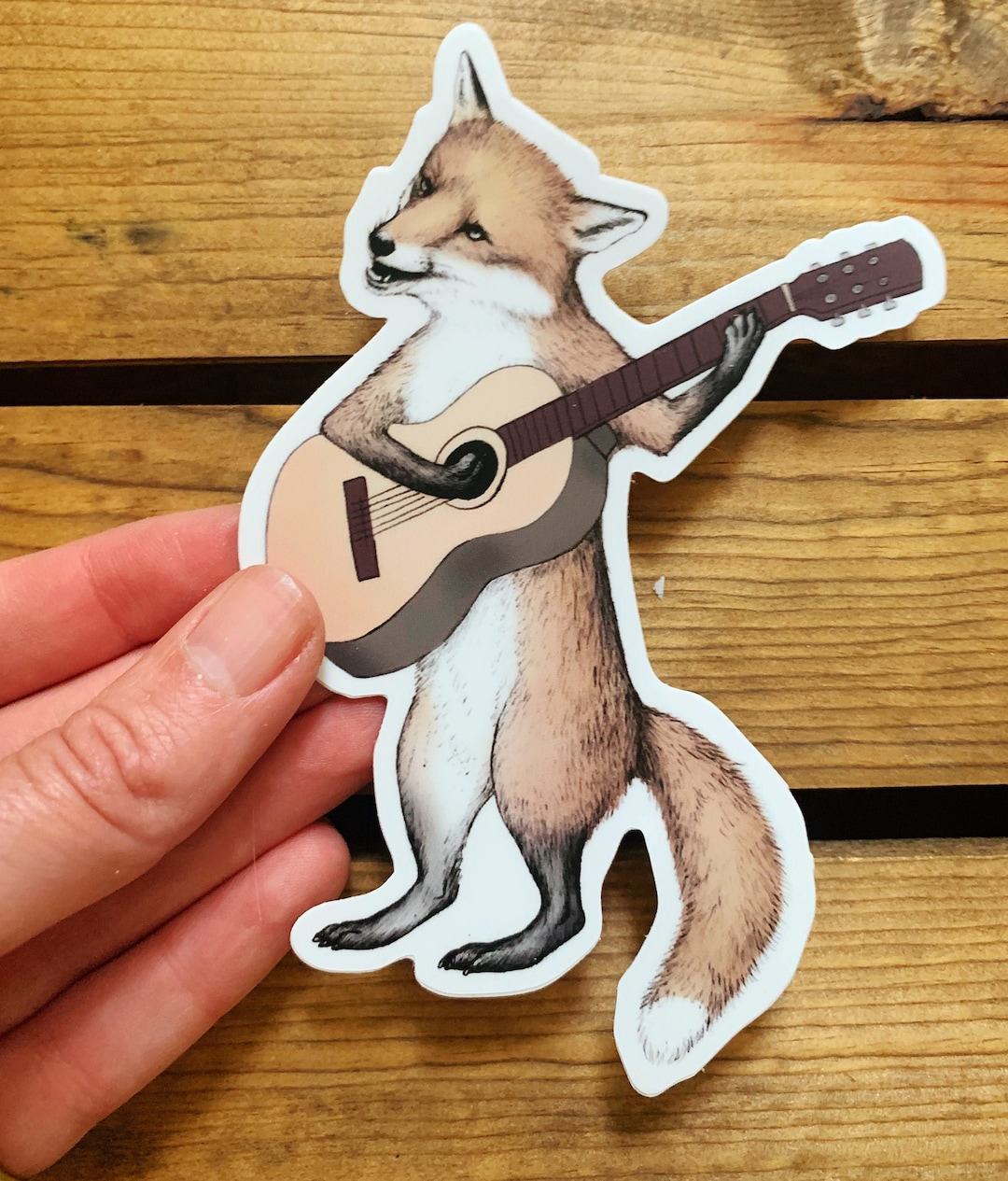Bluegrass Vinyl Sticker - Fox Guitar Bumper Sticker - Waterproof Water ...