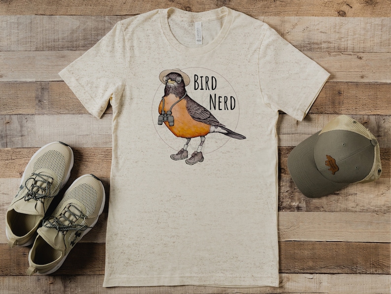 Unisex Bird Nerd Triblend T Shirt. Birding Apparel. Men's / Woman's Tee. Funny T-Shirt. Geeky Birding Shirt. Bird Watcher / Birder Gift. image 1